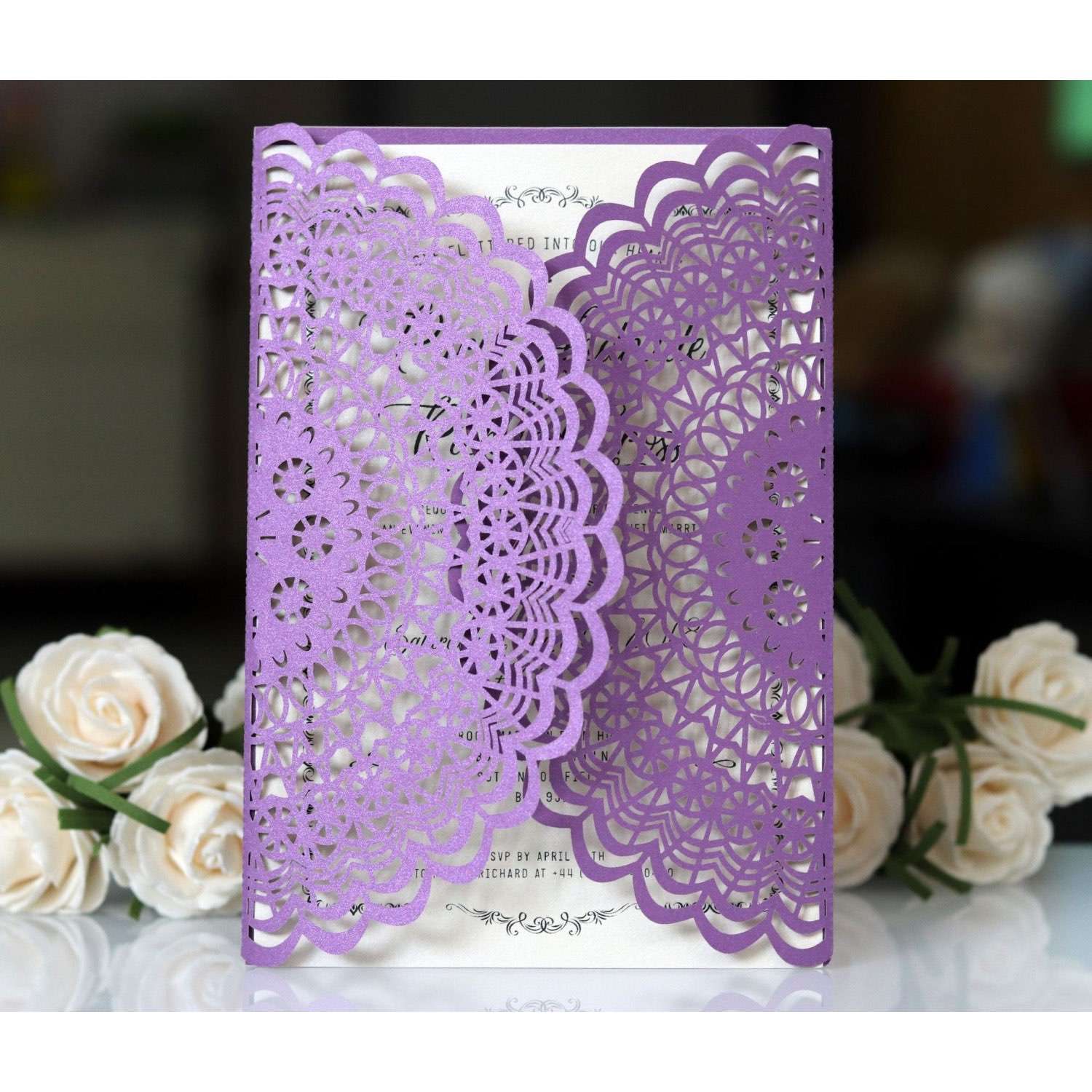 Purple Invitation Card Laser Business Invitation Wedding Card Design Laser Cut